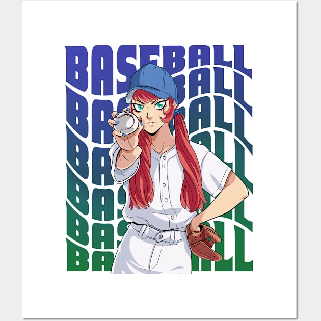 Baseball Player Boys Girls Youth Female Pitcher Sports Wall Art by Noseking